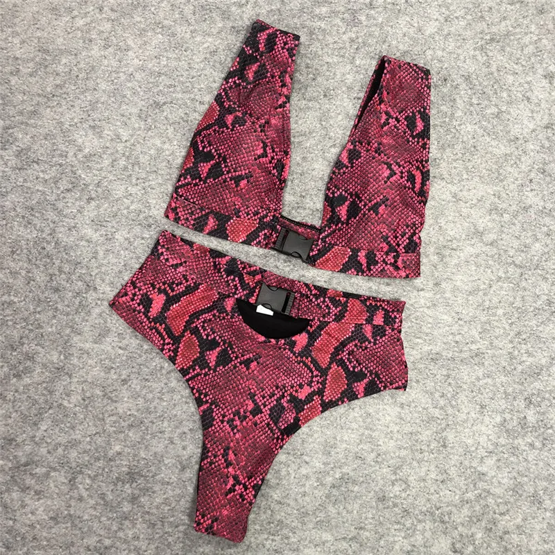 Women Swimsuits Bikini Set Sexy Summer Serpentine Print Buckle High Waist Padded Bra Panties Vintage Beach Swimwear Bathing 2pcs
Women Swimsuits Bikini Set Sexy Summer Serpentine Print Buckle High Waist Padded Bra Panties Vintage Beach Swimwear Bathing 2pcs