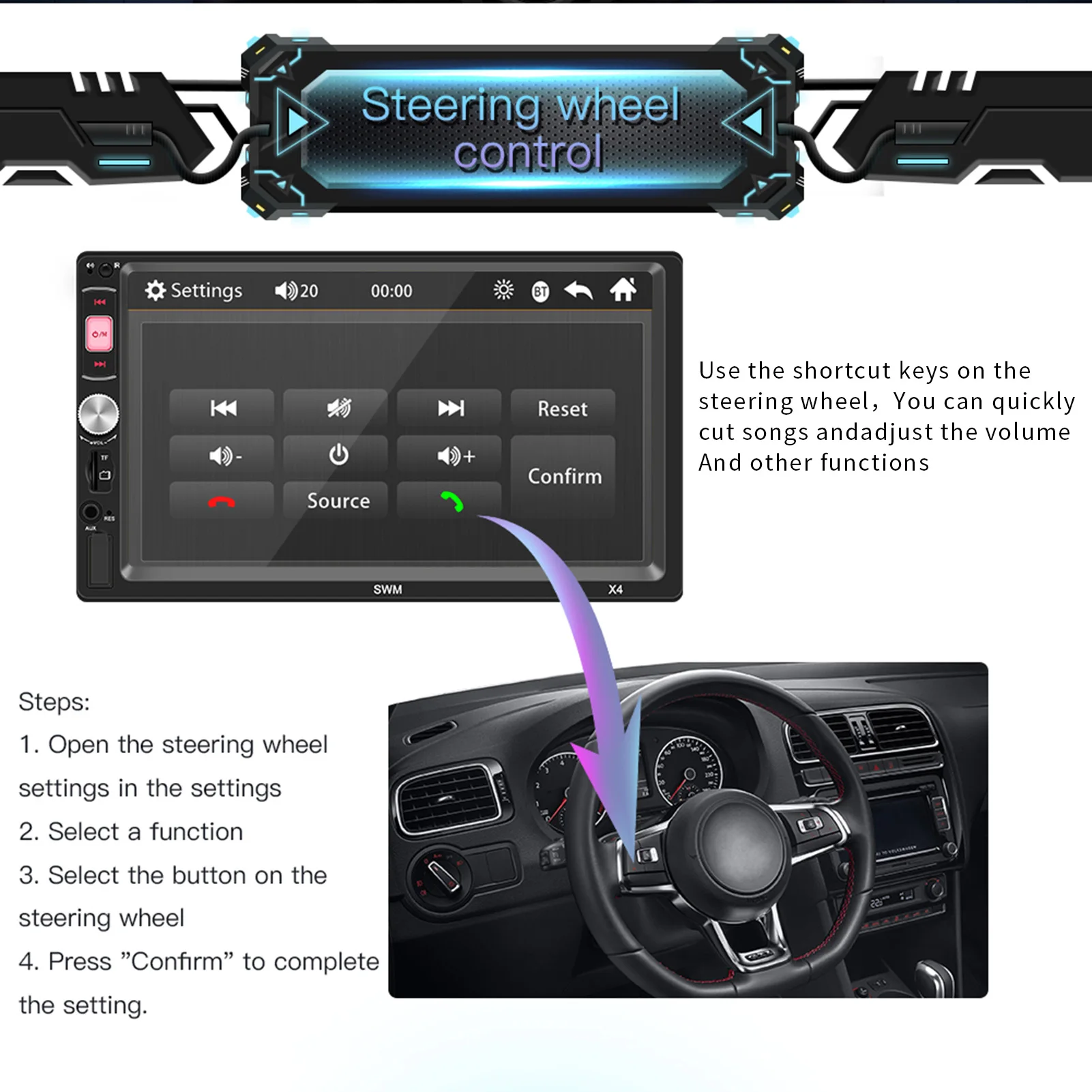 Universal Multipurpose 7 Inch LCD Large HD Touch Screen Bluetooth Car Auto Video Radio FM MP5 Player Car Accessories For Toyota
Universal Multipurpose 7 Inch LCD Large HD Touch Screen Bluetooth Car Auto Video Radio FM MP5 Player Car Accessories For Toyota