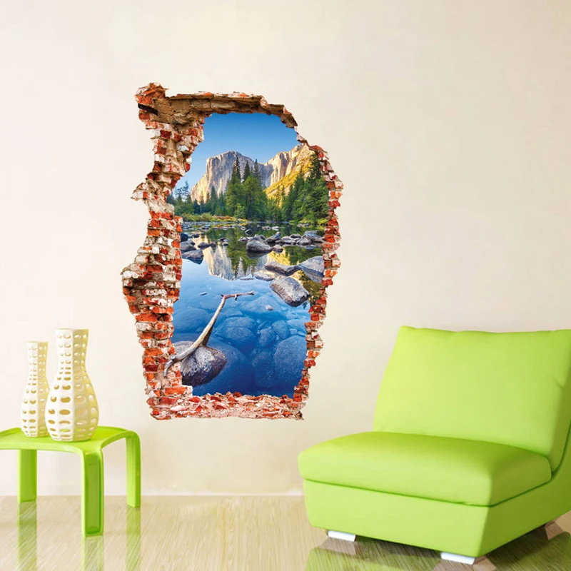 Breaken Wall 3D Wall Stickers Colorful Pond Home Decoration living room background Mountain Scenery Broken Hole The Door Sticker
Breaken Wall 3D Wall Stickers Colorful Pond Home Decoration living room background Mountain Scenery Broken Hole The Door Sticker
