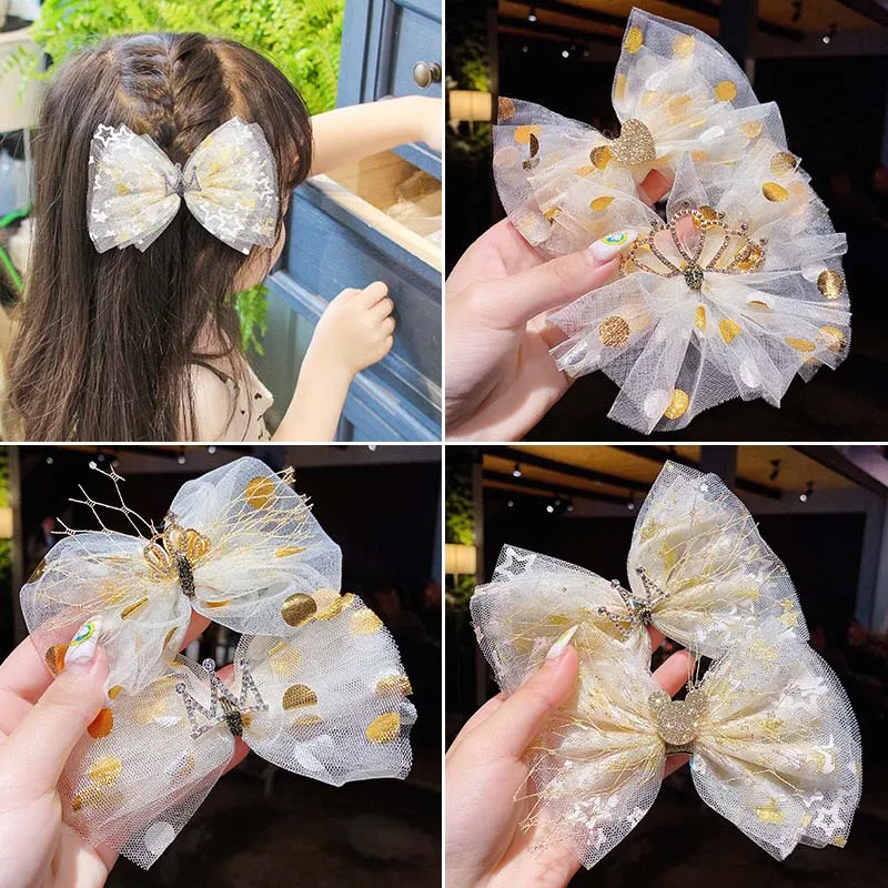 Handmade Dot Mesh Hair Bows Soft Girls Heart Sweet Hair Clips Crown Princess Hairpin Hairgrips Barrettes Kids Hair Accessories
Handmade Dot Mesh Hair Bows Soft Girls Heart Sweet Hair Clips Crown Princess Hairpin Hairgrips Barrettes Kids Hair Accessories