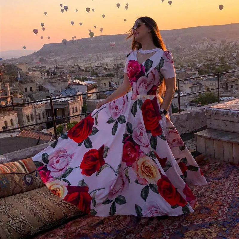 Plus Size Fashion Women Print Maxi Dress Summer 2020 Vintage Beading O-neck Women Dresses
Plus Size Fashion Women Print Maxi Dress Summer 2020 Vintage Beading O-neck Women Dresses