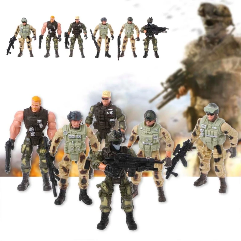 

6Pcs/Set Action Figure Soldiers Toy with Weapon Military Figures Child Toy