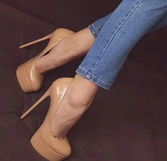 Moraima Snc Nude Patent Leather High Heel Shoes Woman Super High Platform Pumps Sexy 14CM Heels Party Dress Shoe
Moraima Snc Nude Patent Leather High Heel Shoes Woman Super High Platform Pumps Sexy 14CM Heels Party Dress Shoe