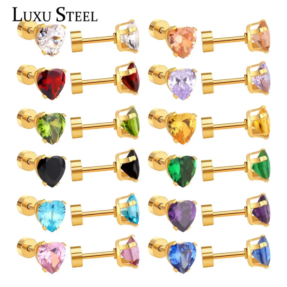 LUXUSTEEL Brinco 2020 New 12pairs Box Colorful Heart Stud Earrings Fashion Jewelry aretes Stainless Steel Wholesale Earrings
LUXUSTEEL Brinco 2020 New 12pairs Box Colorful Heart Stud Earrings Fashion Jewelry aretes Stainless Steel Wholesale Earrings