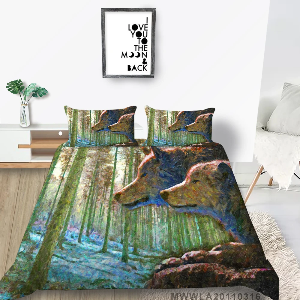 Wolves Print Bedding Set Queen Oil Painting Artistic Duvet Cover King Twin Full Single Double 3D Colorful Bed Set Forest
Wolves Print Bedding Set Queen Oil Painting Artistic Duvet Cover King Twin Full Single Double 3D Colorful Bed Set Forest