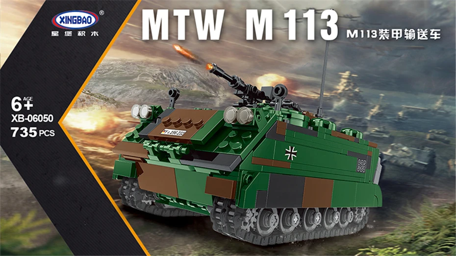 Xingbao 06050 Military Armored Vehicle Series M113 Tracked Armored Carrier Building Blocks Bricks Boy Toys Christmas Gifts
Xingbao 06050 Military Armored Vehicle Series M113 Tracked Armored Carrier Building Blocks Bricks Boy Toys Christmas Gifts
