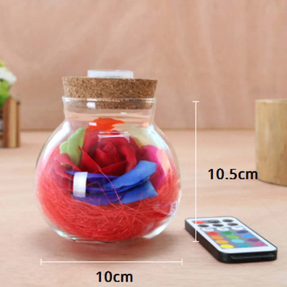Colorful Wishing Bottle with Remote Control Adjustable LED Lights Artificial Rose Flowers in Preserved Glass Cover Home Decor
Colorful Wishing Bottle with Remote Control Adjustable LED Lights Artificial Rose Flowers in Preserved Glass Cover Home Decor