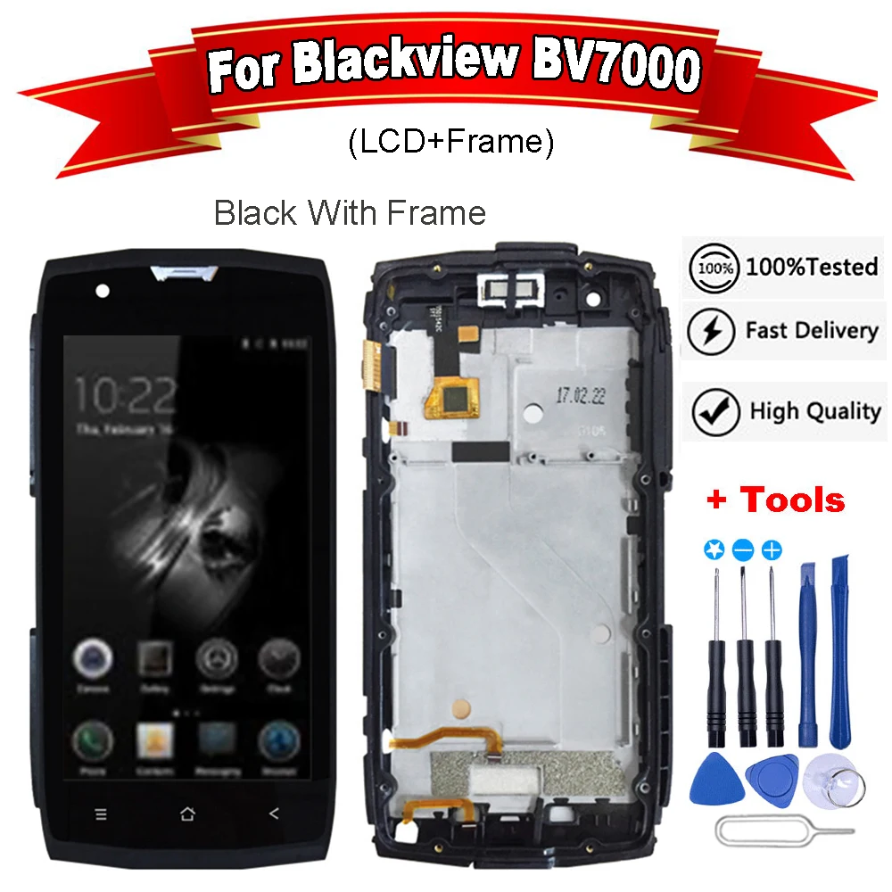 Дисплей IPS для Blackview BV7000 черный с рамкой/без рамки|Экраны мобильных телефонов| |