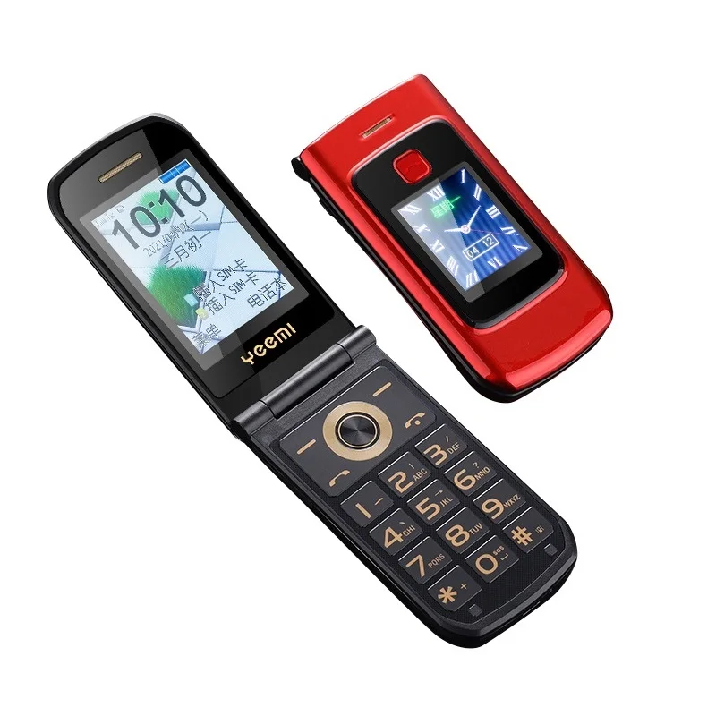 

2G GSM Dual Screen Flip Cellphone Unlocked SOS Big Button Senior Cover Phone Basic Style Easy Use for Senior Camera Torch