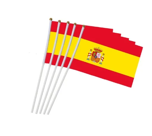 Фото Бесплатная доставка в Испанию ручные флаги машущий флаг 14*21 см с веселым|flag
