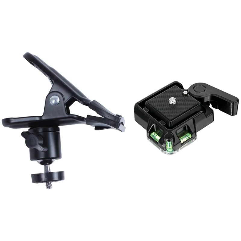 Metal Spring Clamp Clip With Ball Head & QR40 Quick Release Clamp Adapter For Camera Tripod With Manfrotto 200PL-14
Metal Spring Clamp Clip With Ball Head & QR40 Quick Release Clamp Adapter For Camera Tripod With Manfrotto 200PL-14