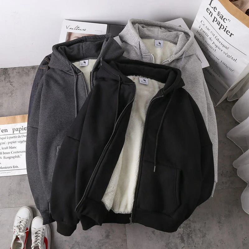 Women sweatshirt solid color 2021 autumn winter new imitation lamb wool korean loose plus velvet thick zipper tops hoodie
Women sweatshirt solid color 2021 autumn winter new imitation lamb wool korean loose plus velvet thick zipper tops hoodie
