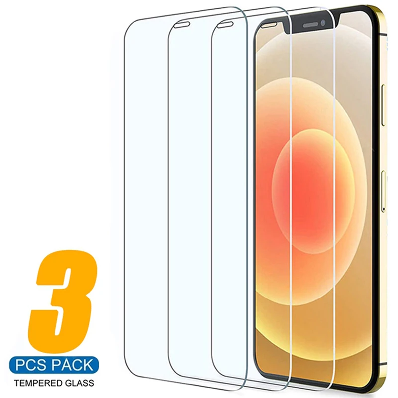 

3 pçs capa completa vidro temperado no para iphone 7 8 6s plus x protetor de tela no iphone x xr xs max se 5 11 12 13 pro vidro