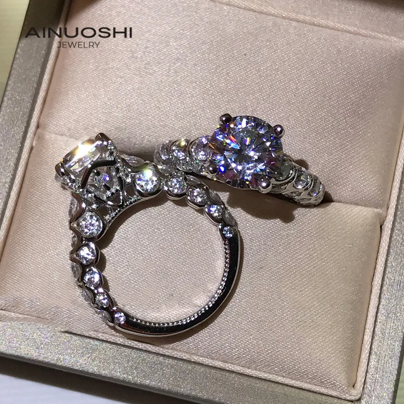 AINUOSHI 925 Sterling Silver 3 Carat Round Simulated SONA Diamond Wedding Engagement Rings Gifts For Vintage Rings
AINUOSHI 925 Sterling Silver 3 Carat Round Simulated SONA Diamond Wedding Engagement Rings Gifts For Vintage Rings