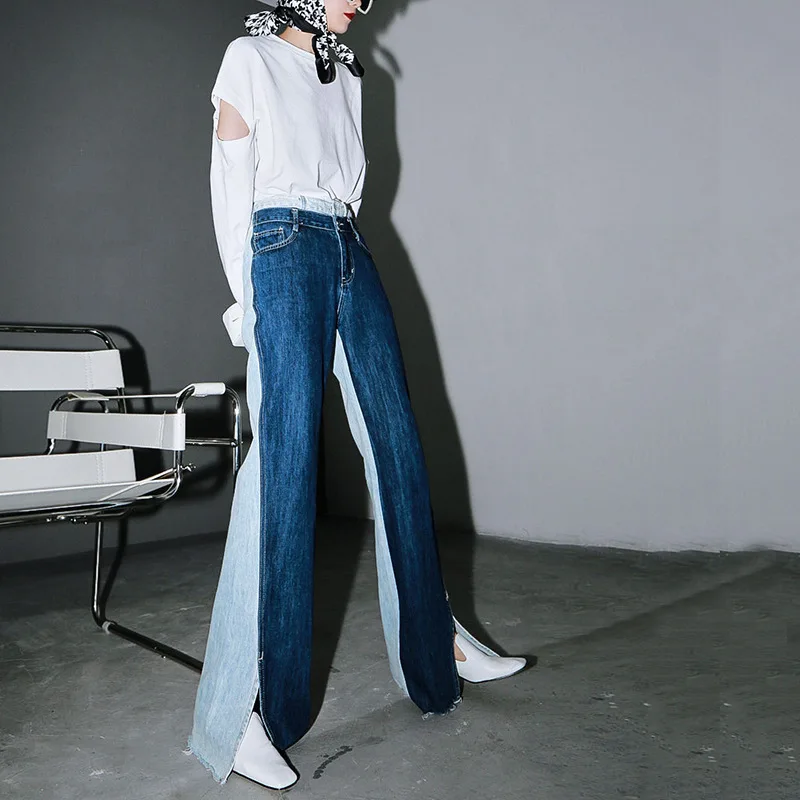 Blue Contrast Color Split Joint Long Wide Leg Jeans New High Waist Loose Women Trousers Fashion Spring Autumn 2021
Blue Contrast Color Split Joint Long Wide Leg Jeans New High Waist Loose Women Trousers Fashion Spring Autumn 2021