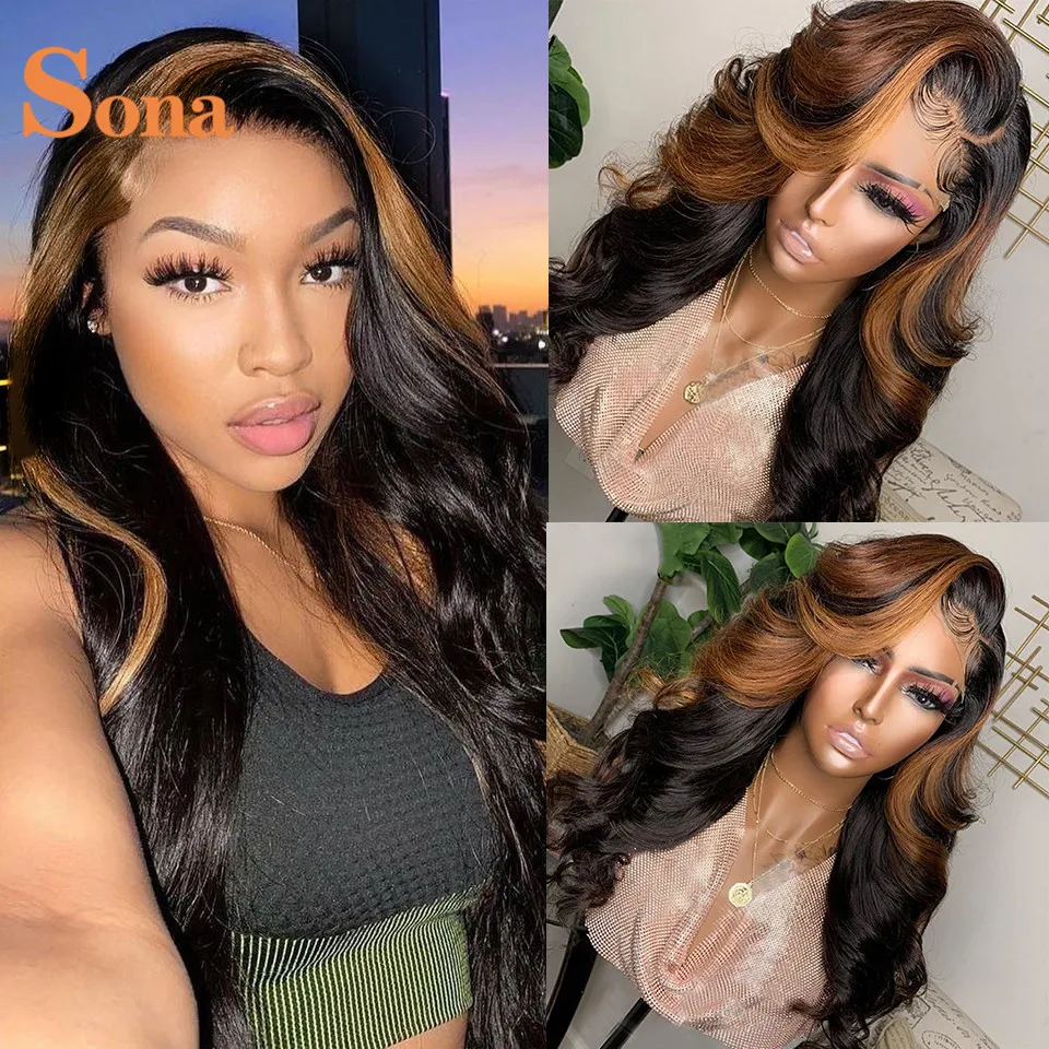 HD Transparent Lace Wig Body Wave #1B Brown Highlight Lace Front Wig Brazilian Remy Colored Human Hair Lace Frontal Wig
HD Transparent Lace Wig Body Wave #1B Brown Highlight Lace Front Wig Brazilian Remy Colored Human Hair Lace Frontal Wig