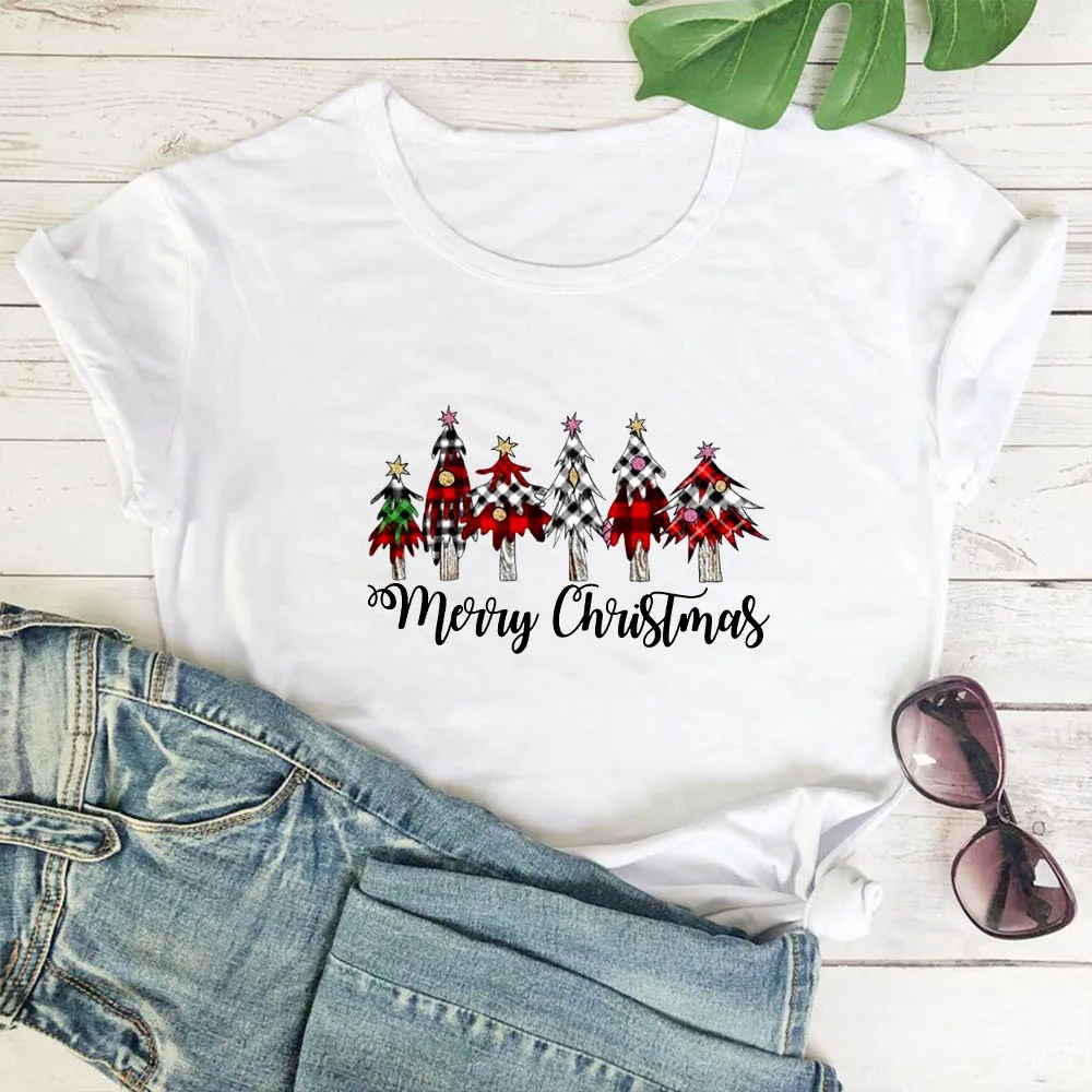 Merry Christmas T-shirt Women Funny Christmas Plaid Tree Pattern Printed Tshirts Women Cotton O-neck Short Sleeve Women T Shirt
Merry Christmas T-shirt Women Funny Christmas Plaid Tree Pattern Printed Tshirts Women Cotton O-neck Short Sleeve Women T Shirt