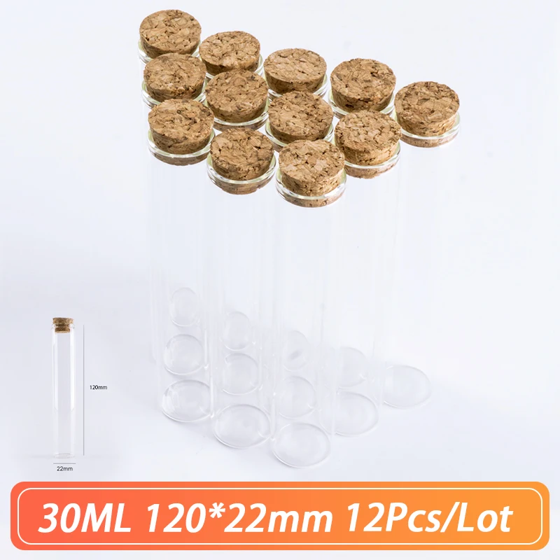 120*22mm 30ml Glass Bottle with Cork Test Tube Stopper Spice Bottles Container Simple Jars Vials DIY Practical Craft 12pcs/Lot
120*22mm 30ml Glass Bottle with Cork Test Tube Stopper Spice Bottles Container Simple Jars Vials DIY Practical Craft 12pcs/Lot