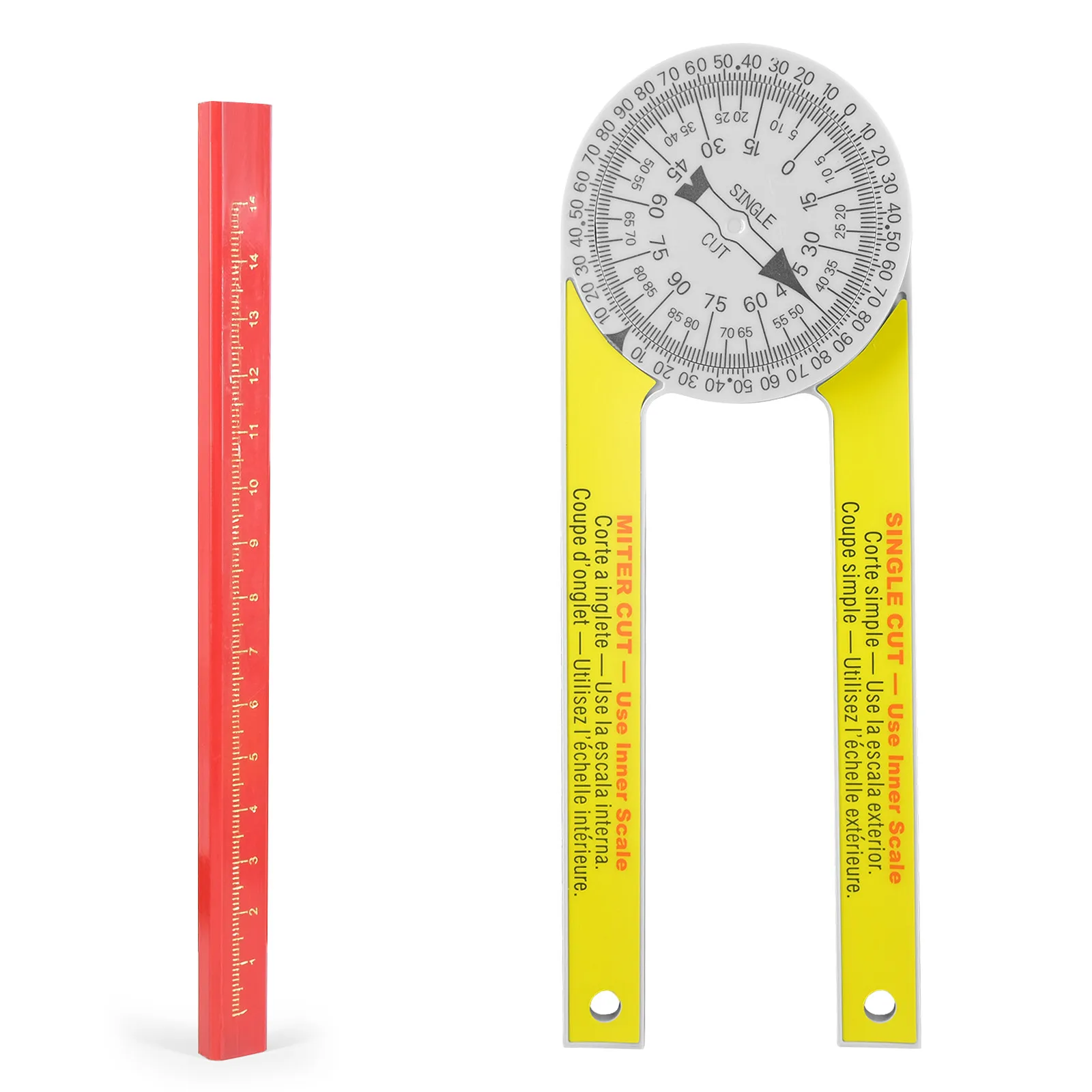 Miter Saw Protractor 185x63x14mm 360 Degree Miter Saw Protractor Leveling Bubble Angle Finder Miter With Pencil
Miter Saw Protractor 185x63x14mm 360 Degree Miter Saw Protractor Leveling Bubble Angle Finder Miter With Pencil