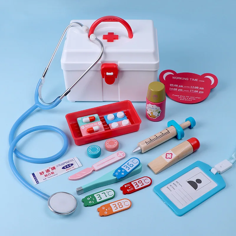 Children Pretend Play Doctor Toys Wooden Medical Simulation Stethoscope Syringe Thermometer Medicine Chest Set for Kids
Children Pretend Play Doctor Toys Wooden Medical Simulation Stethoscope Syringe Thermometer Medicine Chest Set for Kids