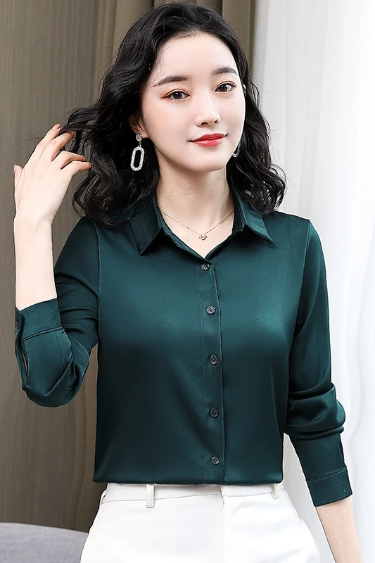 Houthion Silk Slim Women's Blouses New Casual Blouse Fashion Long Sleeve Top Button Solid Shirt Spring/autumn
Houthion Silk Slim Women's Blouses New Casual Blouse Fashion Long Sleeve Top Button Solid Shirt Spring/autumn