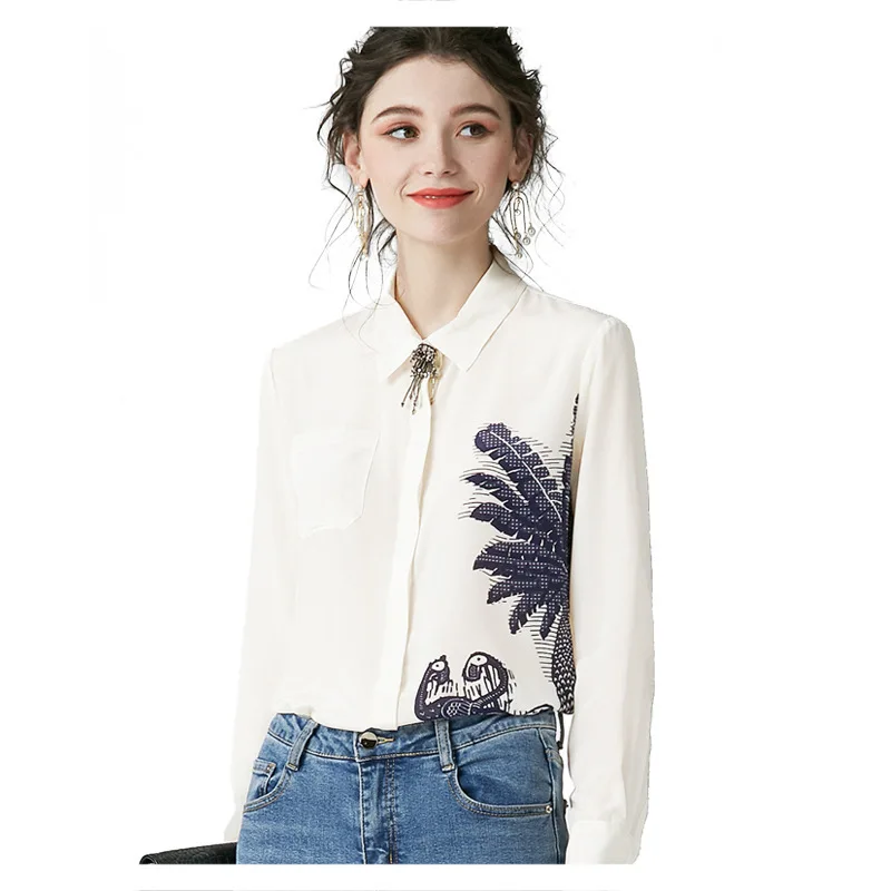 Printed Heavyweight Silk Shirt Women's Elegant All-match Silk Top 2020 Fashion New Style
Printed Heavyweight Silk Shirt Women's Elegant All-match Silk Top 2020 Fashion New Style