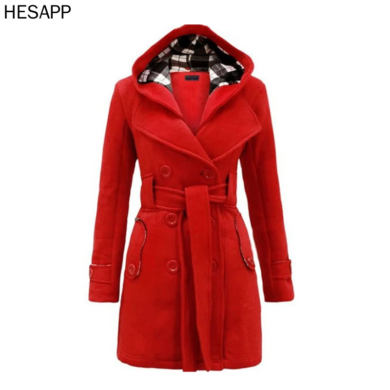 HESAPP 2021 autumn and winter hooded women's wool coat warm fleece jacket with belt double-breasted XL office slim fit jacket
HESAPP 2021 autumn and winter hooded women's wool coat warm fleece jacket with belt double-breasted XL office slim fit jacket