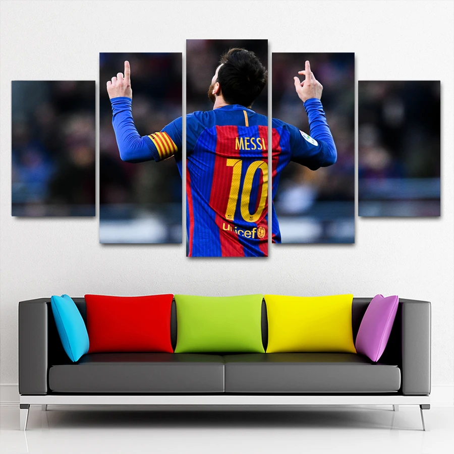 5 шт. Fc Barcelona Месси печатные картины холст для жизни Аватар wall art HD печати Декор