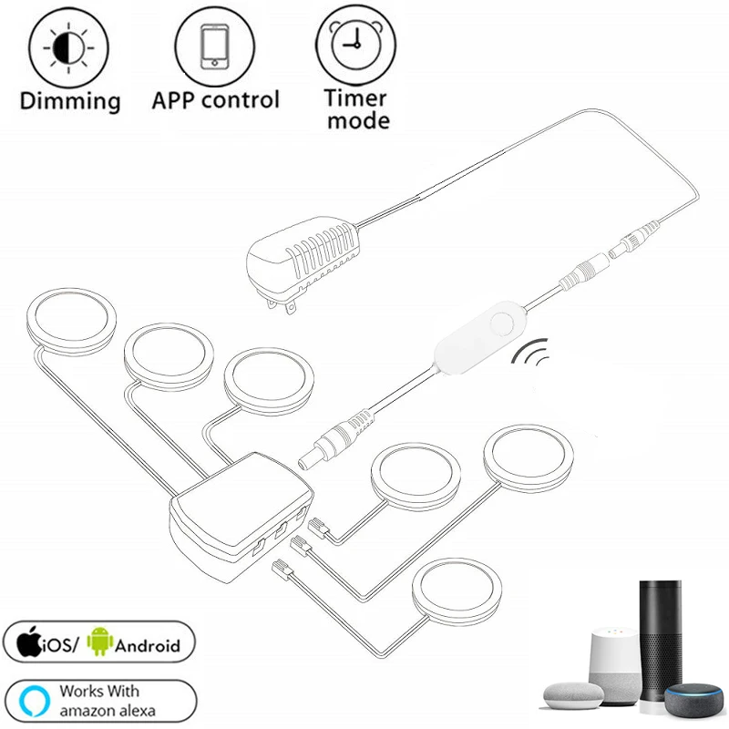 Wifi tuya APP remote control LED Under Cabinet Lighting Dimming Kitchen Counter Furniture Lighting Kit For Alexa Google Home
Wifi tuya APP remote control LED Under Cabinet Lighting Dimming Kitchen Counter Furniture Lighting Kit For Alexa Google Home