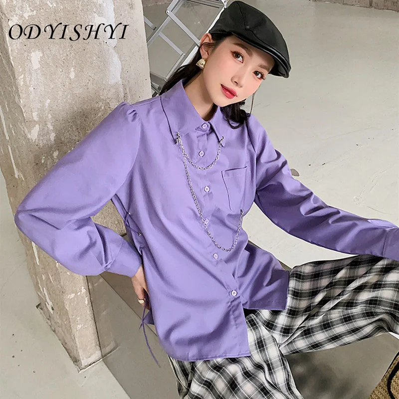 Women Solid Color Loose New Chain Shirt Female Spring Autumn Fashion Designed High Street Blouses Ladies Slim Brand Tops ML226
Women Solid Color Loose New Chain Shirt Female Spring Autumn Fashion Designed High Street Blouses Ladies Slim Brand Tops ML226