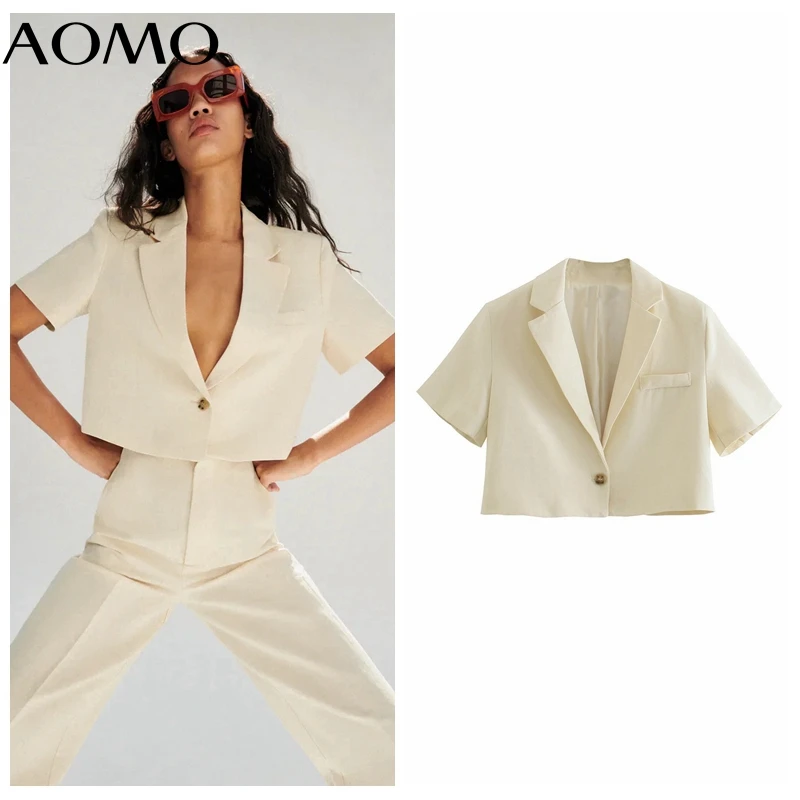 Женский блейзер из хлопка и льна AOMO, бежевого цвета, с коротким рукавом, винтажная верхняя одежда, JE111A, 2021
Женский блейзер из хлопка и льна AOMO, бежевого цвета, с коротким рукавом, винтажная верхняя одежда, JE111A, 2021