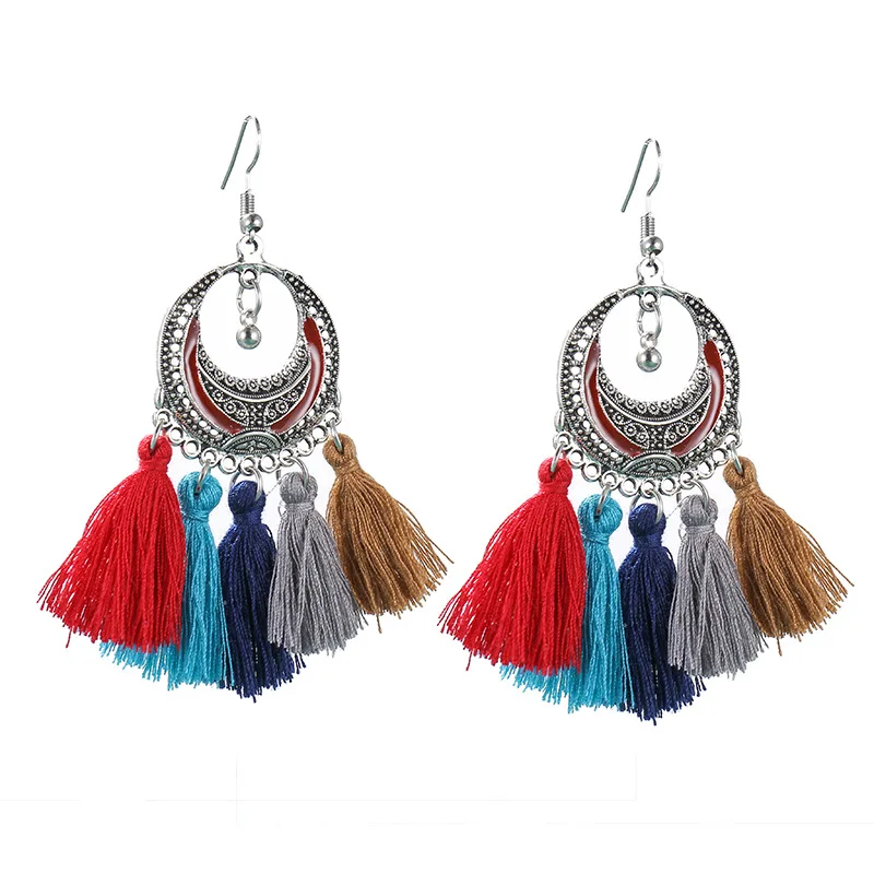 Bohemian Blue Long Tassel Round Alloy Antique Earrings For Women Fashion Silver Color Hanging Drop Indian Jewelry Summer 2020
Bohemian Blue Long Tassel Round Alloy Antique Earrings For Women Fashion Silver Color Hanging Drop Indian Jewelry Summer 2020
