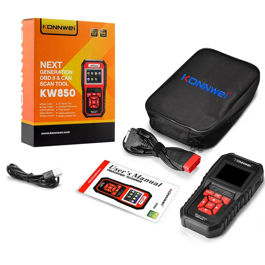 Автомобильный диагностический сканер KW850 OBDII EOBD, считыватель кодов, портативный Встроенный громкоговоритель, сканирующее устройство
Автомобильный диагностический сканер KW850 OBDII EOBD, считыватель кодов, портативный Встроенный громкоговоритель, сканирующее устройство
