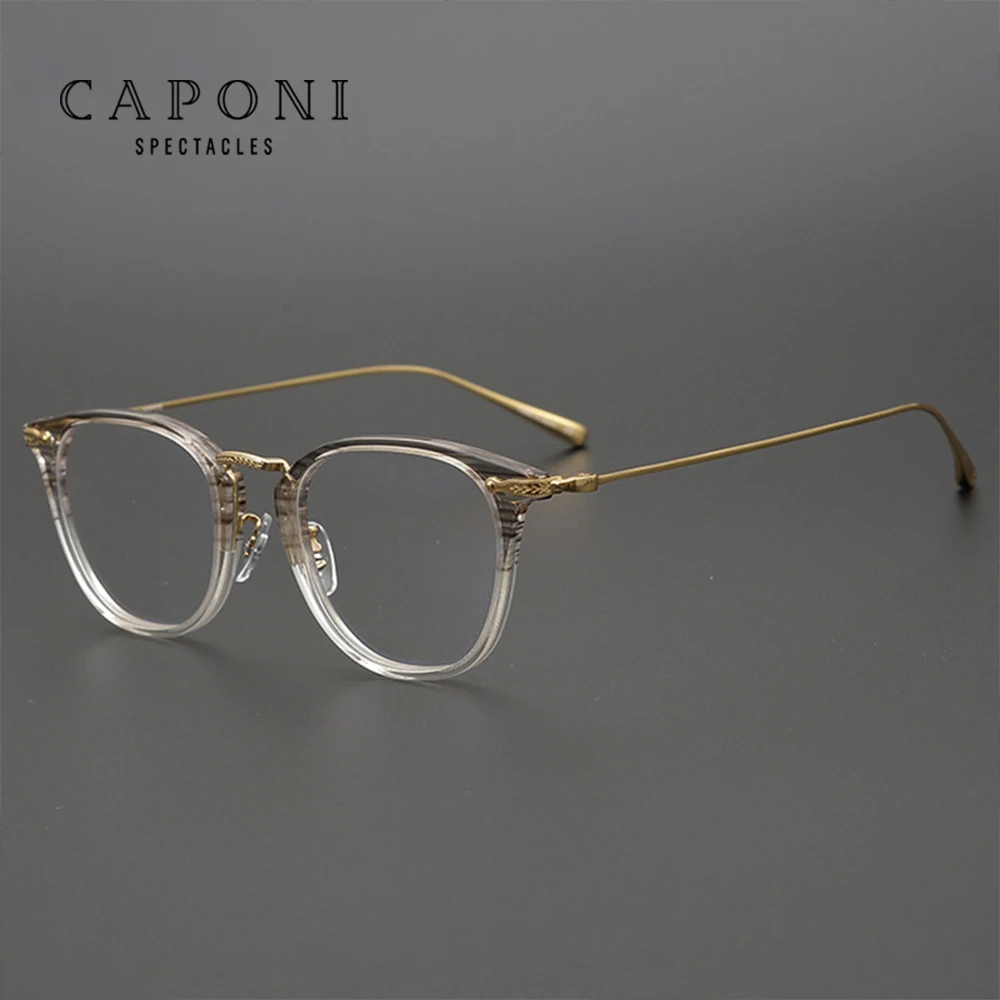 Фото Мужские очки CAPONI из чистого титана в винтажном стиле с оправой мужские
