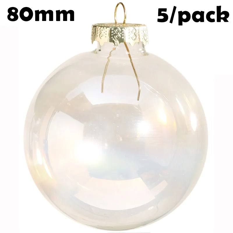 

Promotion - 5 Pieces x DIY Paintable Christmas Decoration Ornament 80mm Glass Iridescent Rainbow Sphere Ball