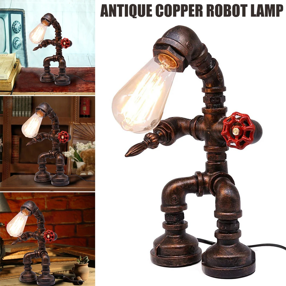 Retro Industrial Steampunk Desk Lamp Antique Iron Robot Metal Pipe Desk Table Lamp for Room Decor XH8Z
Retro Industrial Steampunk Desk Lamp Antique Iron Robot Metal Pipe Desk Table Lamp for Room Decor XH8Z