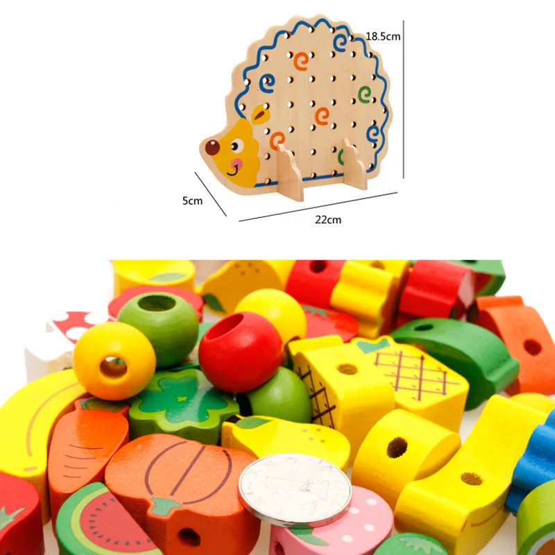 IKAUOIE Educational Toys 82Pcs Wooden Fruits Vegetables Lacing Stringing Beads Toys With Hedgehog Board For Kids Juguetes
IKAUOIE Educational Toys 82Pcs Wooden Fruits Vegetables Lacing Stringing Beads Toys With Hedgehog Board For Kids Juguetes