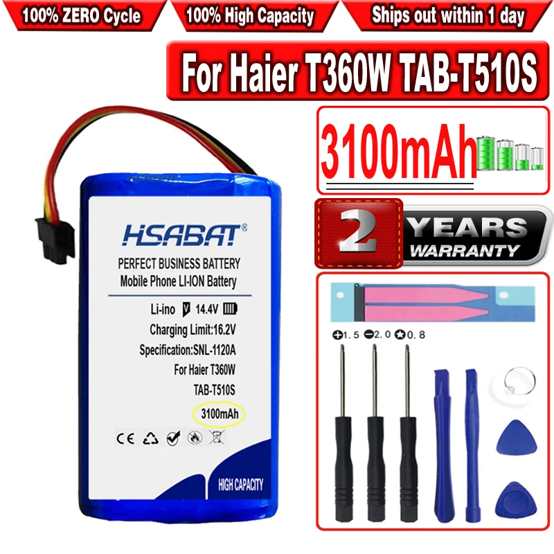 HSABAT 3100 мА/ч, Батарея для Haier T360W TAB-T510S HB-X300Gplus аксессуар запасные Запчасти умный робот-пылесос
HSABAT 3100 мА/ч, Батарея для Haier T360W TAB-T510S HB-X300Gplus аксессуар запасные Запчасти умный робот-пылесос