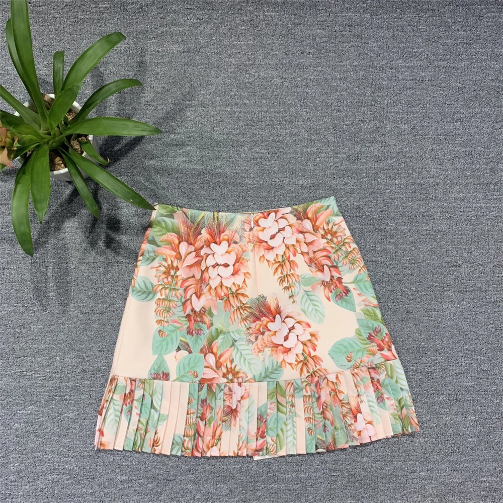 European Spring Summer Runway Asymmetrical Skirt Women's Charming Floral Print Khaki Pleated Skirt
European Spring Summer Runway Asymmetrical Skirt Women's Charming Floral Print Khaki Pleated Skirt