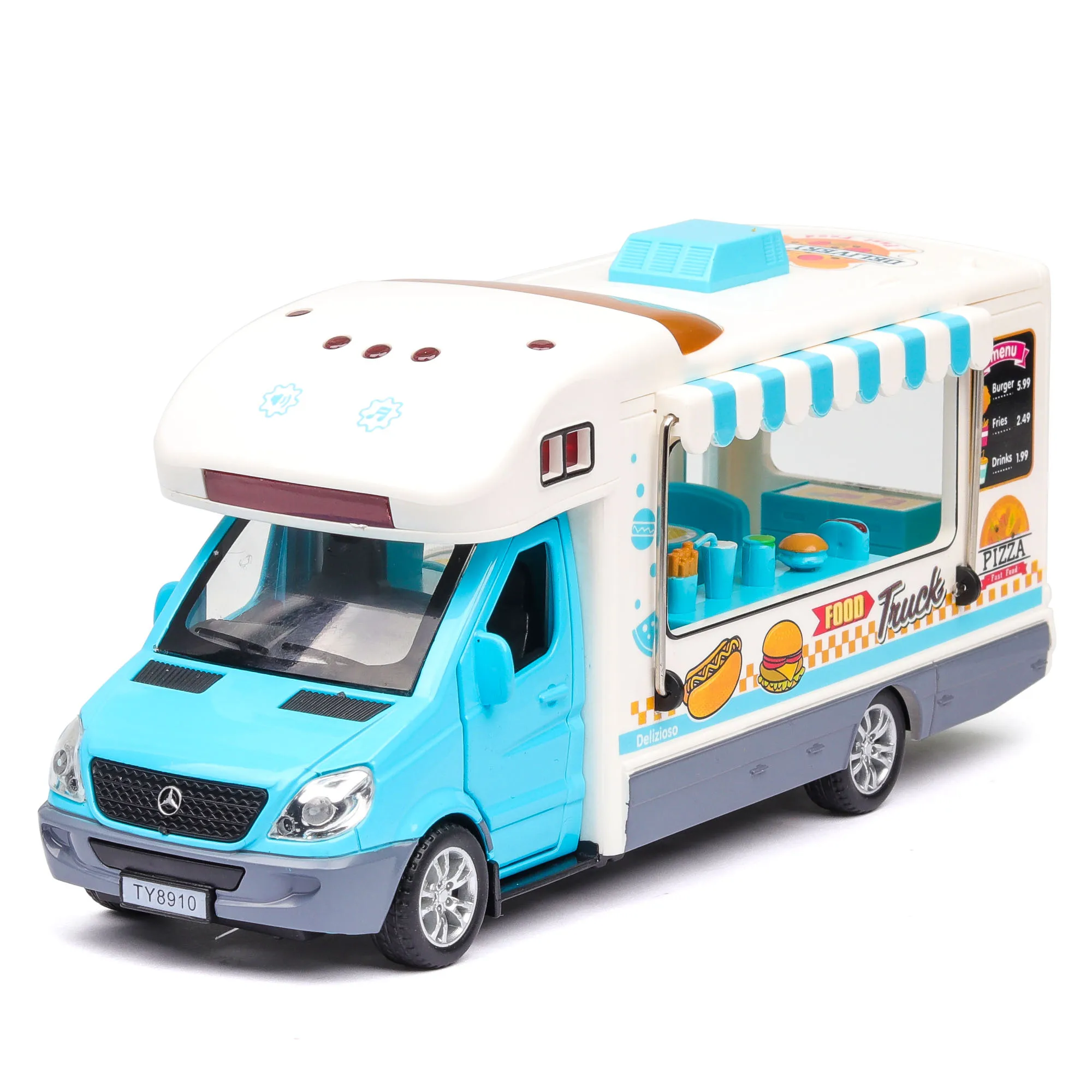 Toys Food Truck Amusement 19Cm Length (#TY8910B) DieCast Car Head Multifunctional Food Cart Open Doors With Music
Toys Food Truck Amusement 19Cm Length (#TY8910B) DieCast Car Head Multifunctional Food Cart Open Doors With Music