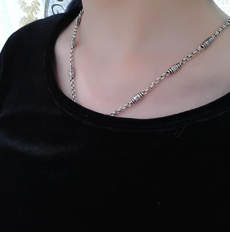 Sterling Pure Silver Chain Necklace For Men Religious Vintage Retro Buddha Mantra Cross Thick Necklace New Fashion Jewelry (hy)
Sterling Pure Silver Chain Necklace For Men Religious Vintage Retro Buddha Mantra Cross Thick Necklace New Fashion Jewelry (hy)