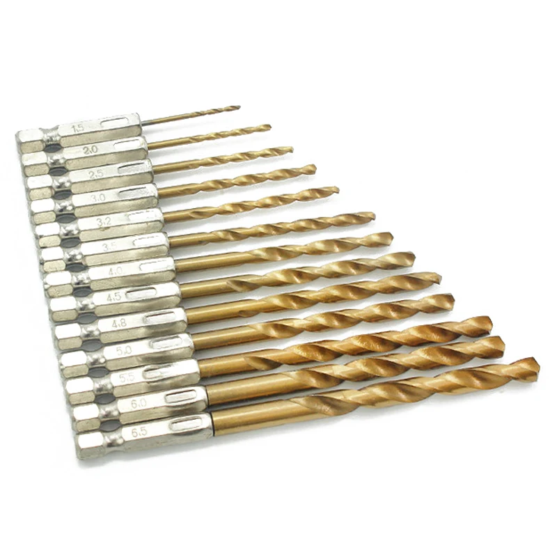 13pcs HSS Titanium Coated Twist Drill Bit Set For Wood Plastic Plate Iron Aluminum Plate Metal Drilling Hex Shank Core Drill Bit
13pcs HSS Titanium Coated Twist Drill Bit Set For Wood Plastic Plate Iron Aluminum Plate Metal Drilling Hex Shank Core Drill Bit