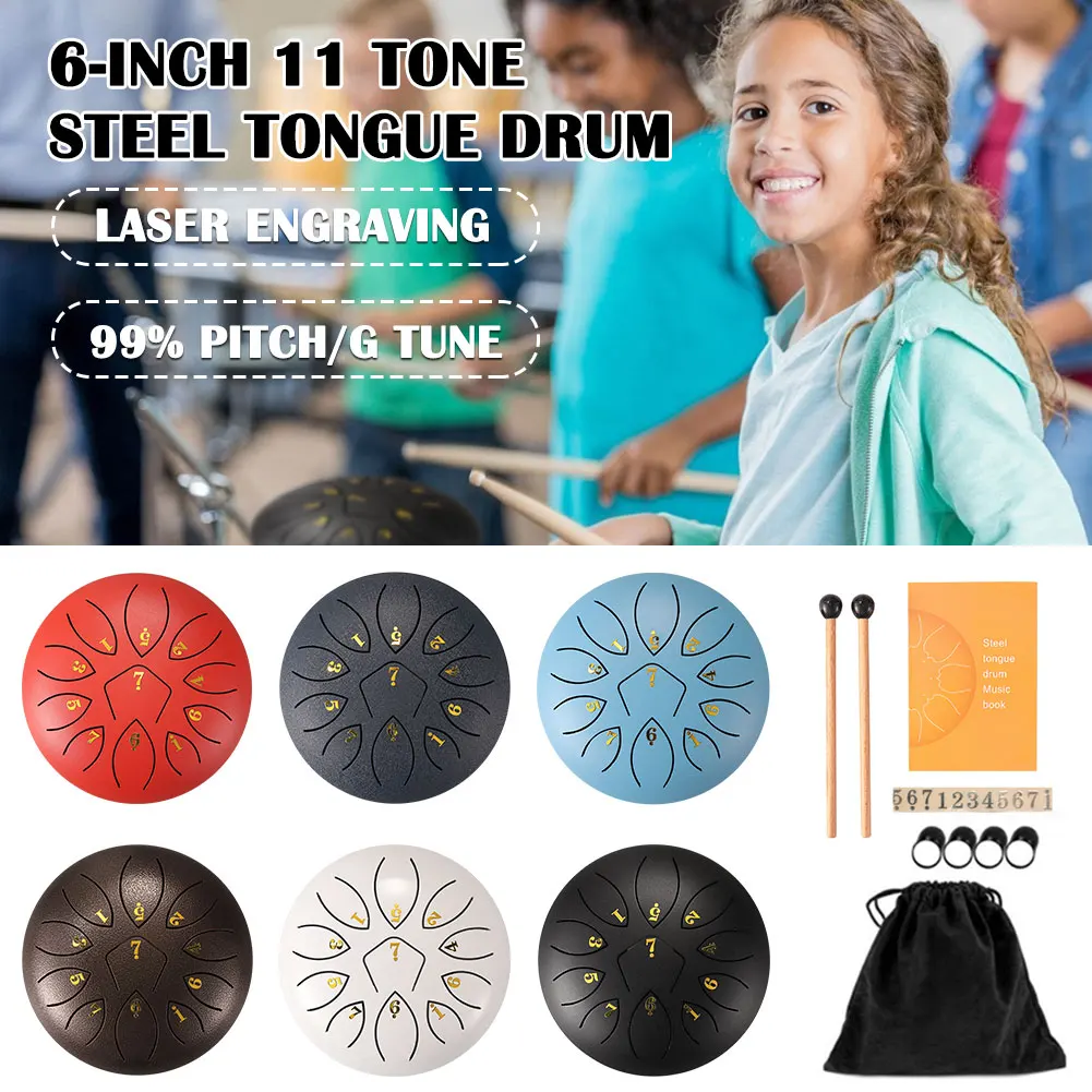 6 Inch 11-Note Steel Tongue Drum with Drumsticks Hand Pan Ethereal Percussion Musical Instruments глюкофонYoga Meditation Gift
6 Inch 11-Note Steel Tongue Drum with Drumsticks Hand Pan Ethereal Percussion Musical Instruments глюкофонYoga Meditation Gift