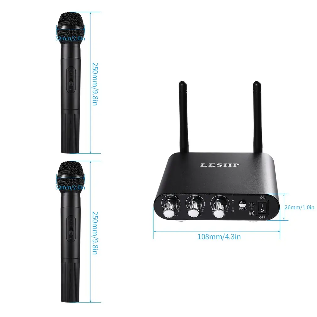 LESHP Handheld Wireless KTV Karaoke Microphone Dynamic Microphone Mic with Receiving Box UHF For personal KTV Karaoke System
LESHP Handheld Wireless KTV Karaoke Microphone Dynamic Microphone Mic with Receiving Box UHF For personal KTV Karaoke System