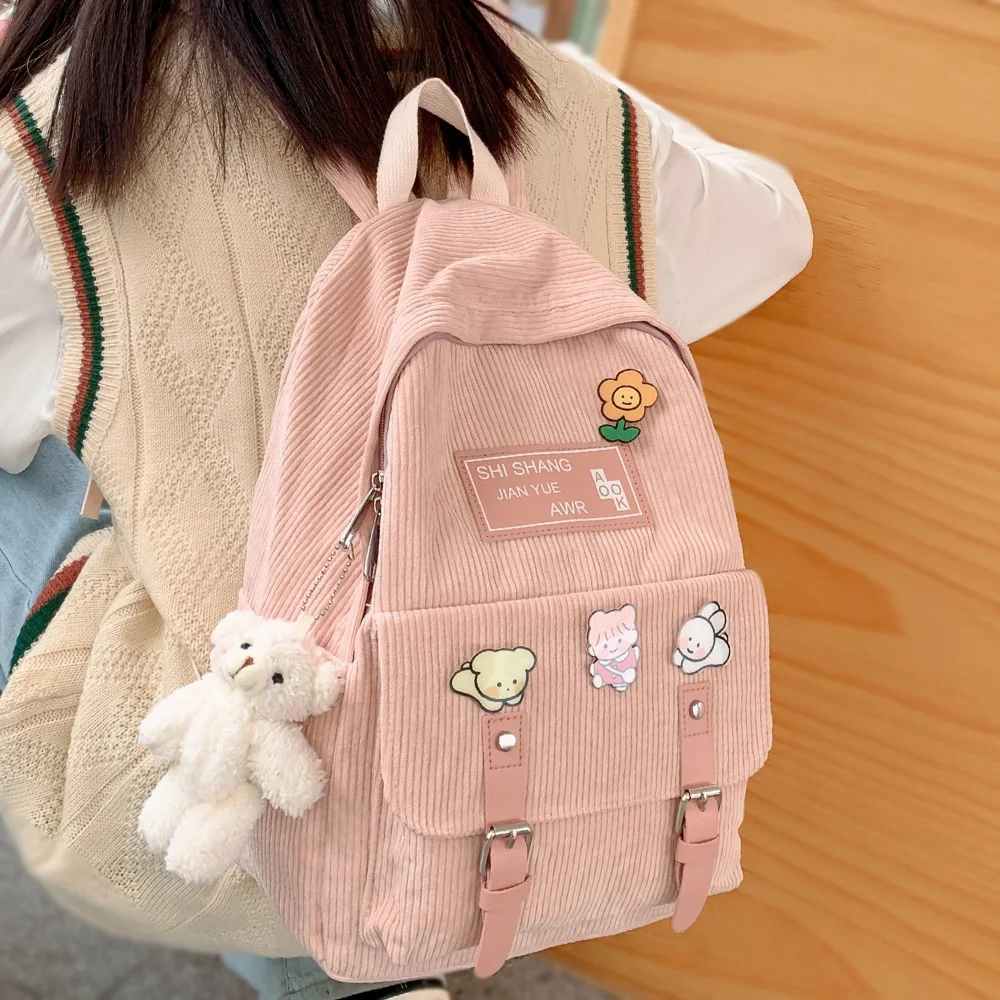 Girl Cute Student kawaii Backpack Corduroy College Ladies School Bag Stripe Female Fashion Backpack Women Harajuku Book Bag Cool
Girl Cute Student kawaii Backpack Corduroy College Ladies School Bag Stripe Female Fashion Backpack Women Harajuku Book Bag Cool
