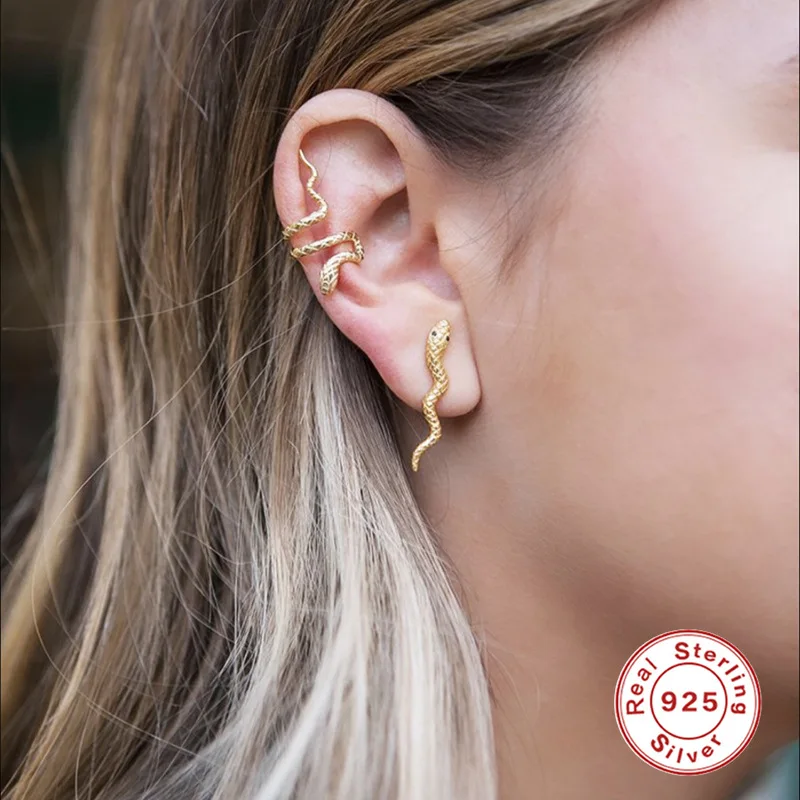 New Gold Silver Color Real 925 Sterling Silver Ear Cuff Earrings For Women Snake Earcuff Clip on Earring No Pierced Jewelry
New Gold Silver Color Real 925 Sterling Silver Ear Cuff Earrings For Women Snake Earcuff Clip on Earring No Pierced Jewelry