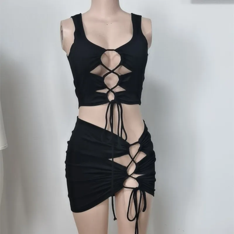 WJFZQM Summer Sleeveless Party Club Hollow Out Outfits Slim Crop Top And Skirt Matching Sets Bandage Sexy Hot Women 2 Piece Sets
WJFZQM Summer Sleeveless Party Club Hollow Out Outfits Slim Crop Top And Skirt Matching Sets Bandage Sexy Hot Women 2 Piece Sets