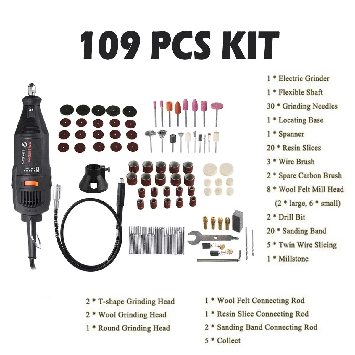 Becornce 109Pcs 180W Electric Grinder Kit 5 Speed Power Tools Electric Mini Drill Die Grinder Engraver Polisher with Rotary Sets 
Becornce 109Pcs 180W Electric Grinder Kit 5 Speed Power Tools Electric Mini Drill Die Grinder Engraver Polisher with Rotary Sets