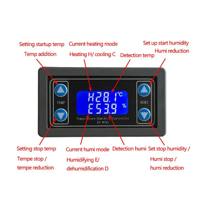 XY-WTH1 Digital Humidity & Temperature Controller Thermostat Hygrometer Regulator
XY-WTH1 Digital Humidity & Temperature Controller Thermostat Hygrometer Regulator