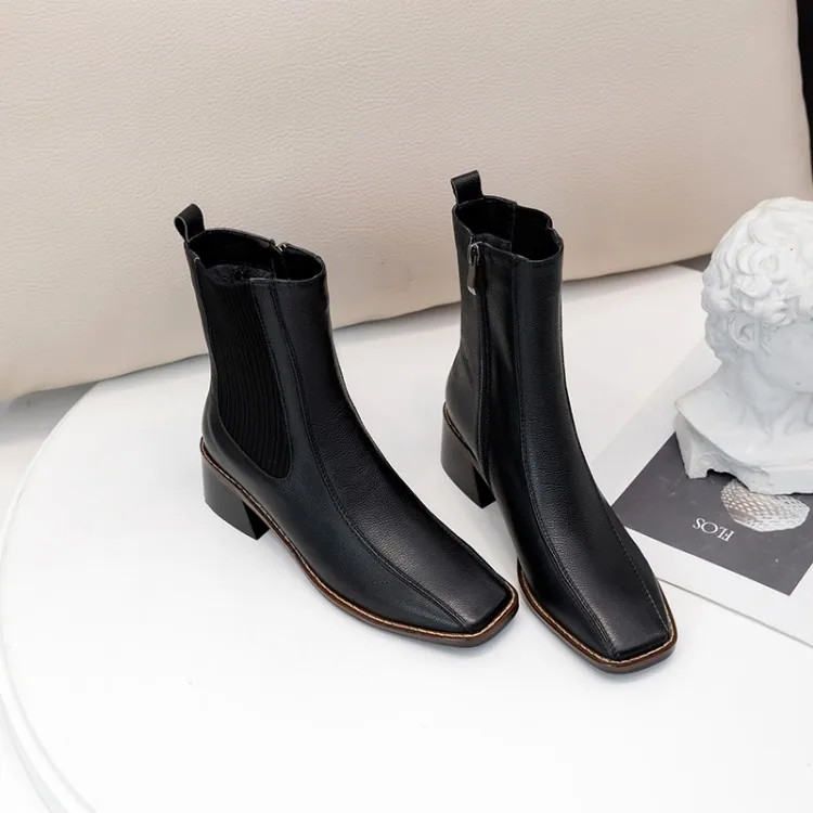 MLJUESE 2021 women ankle boots soft cow leather winter zippers short plush high heels women chelsea boots party wedding 
MLJUESE 2021 women ankle boots soft cow leather winter zippers short plush high heels women chelsea boots party wedding